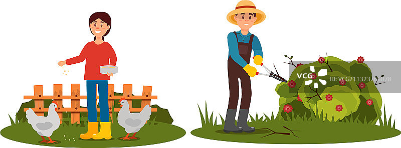 农民在花园里工作图片素材