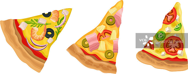 融化奶酪的美味披萨切片图片素材