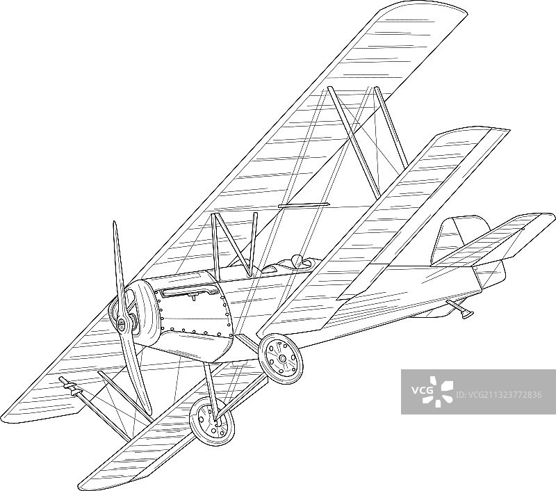 复古飞机写实草图模板图片素材