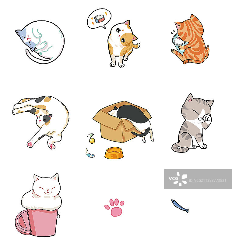 可爱卡通猫咪牛奶素材图片素材