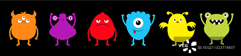 万圣节可爱风怪物横幅图片素材