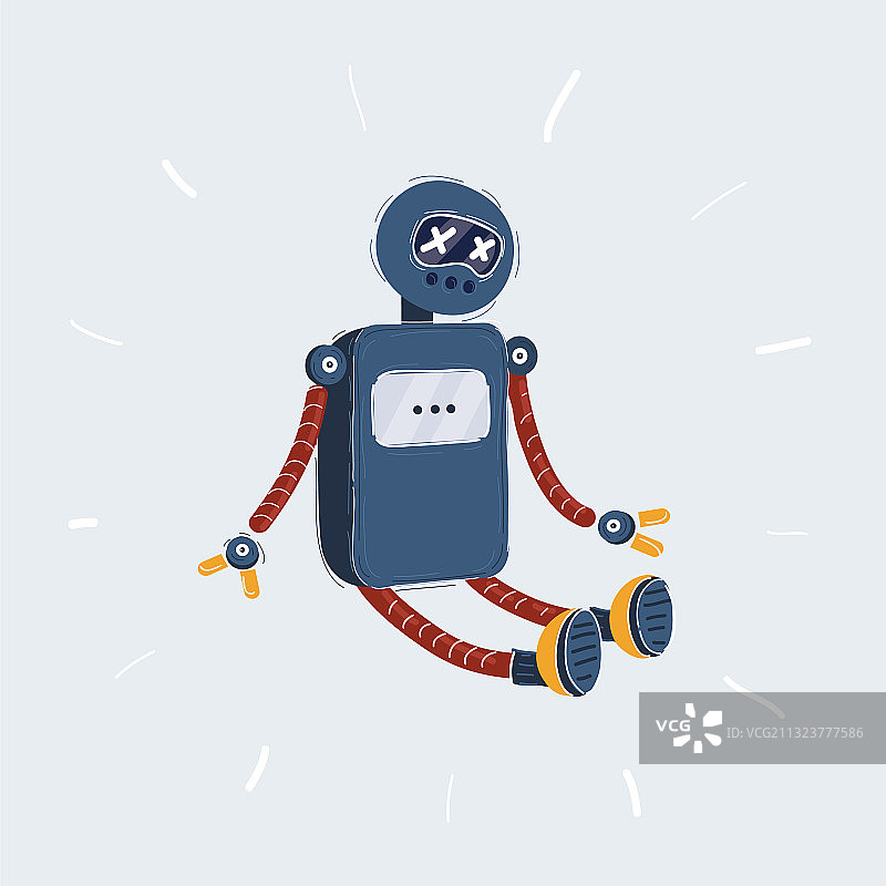 损坏的机器人倒下图片素材