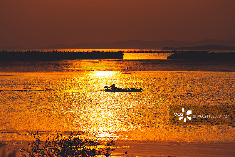 太湖夕阳图片素材