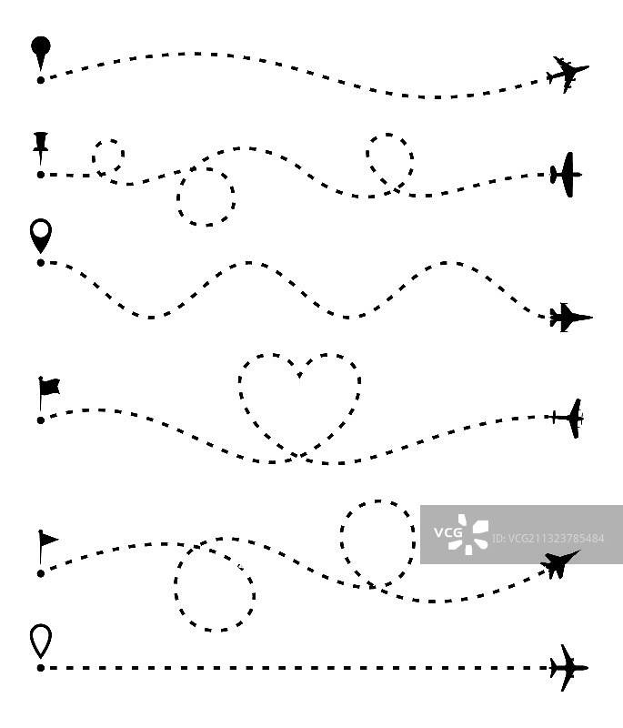 飞机航线虚线轨迹图片素材