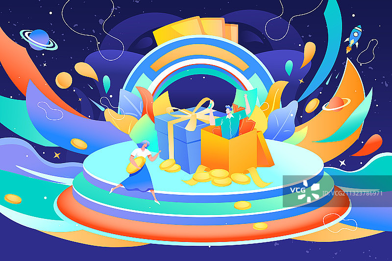 卡通邀请好友工作直播互联网快递运输电商购物促销网购矢量插画图片素材