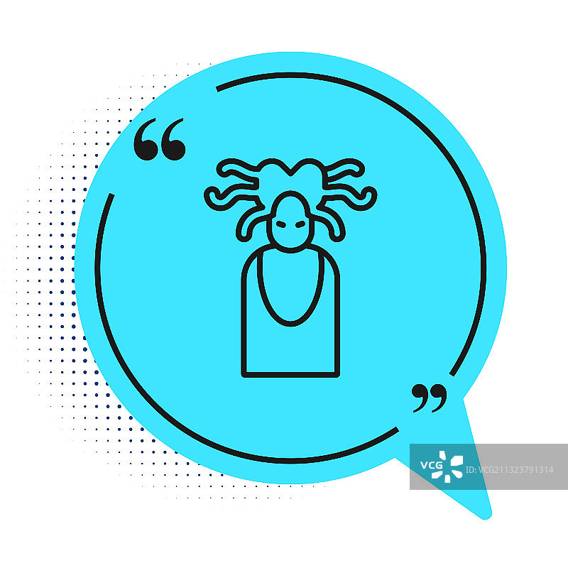 黑色线条美杜莎戈尔工蛇发头像图片素材