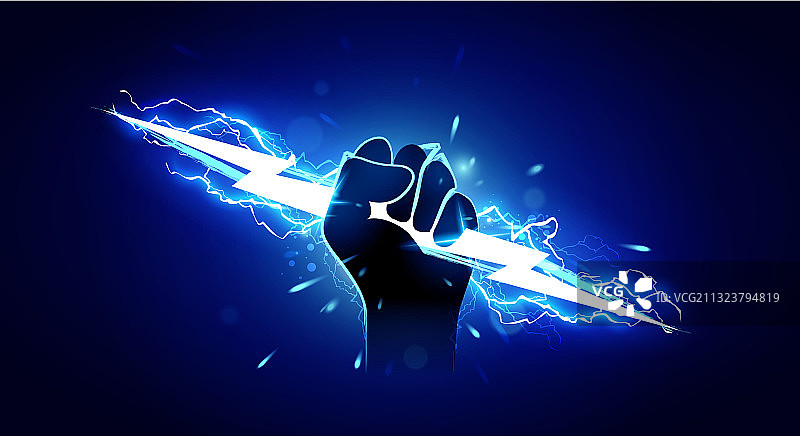 手持强大的闪电图片素材