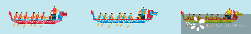 龙舟赛卡通图标设计图片素材