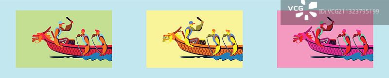 龙舟赛卡通图标设计图片素材