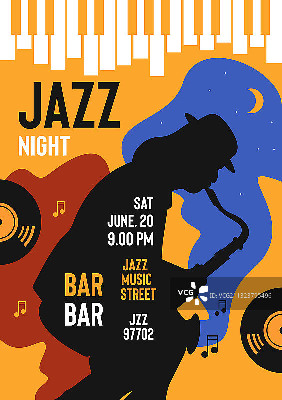 爵士之夜海报设计邀请函图片素材