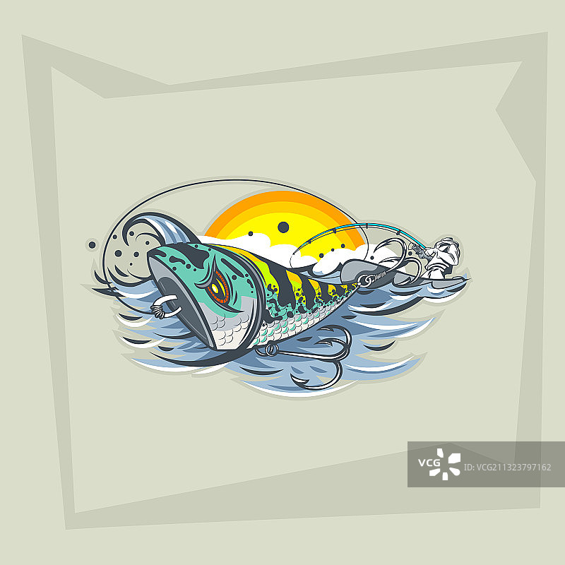 手绘水面上的鱼饵图片素材