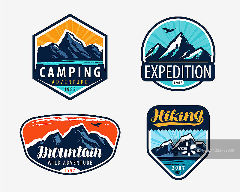 登山攀岩标签设计图片素材
