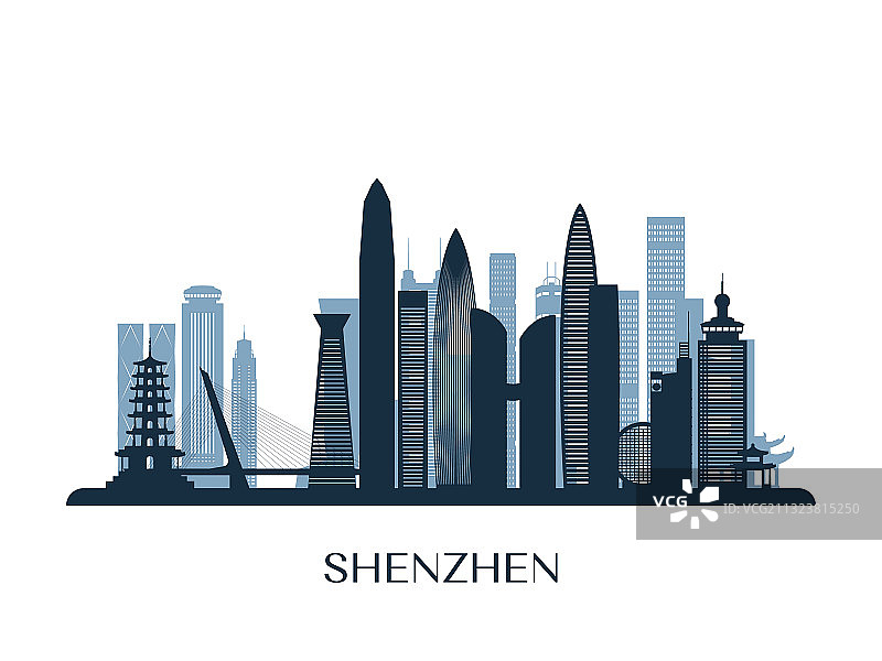 深圳天际线单色剪影图片素材