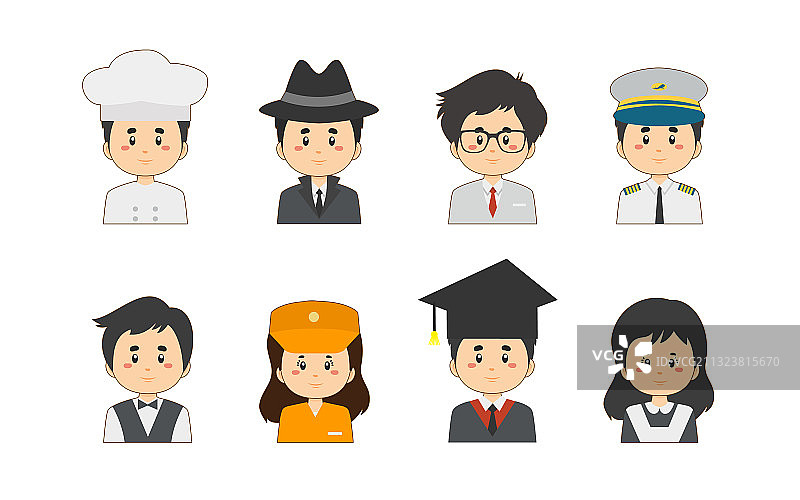 具有各种职业形象的彩色头像图片素材
