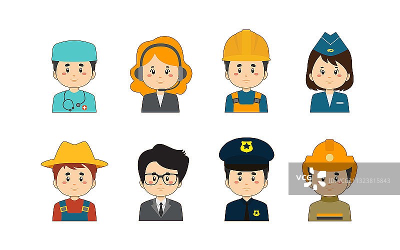 具有各种职业形象的彩色头像图片素材