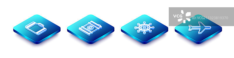 一组2.5D线条旅行箱油桶图片素材