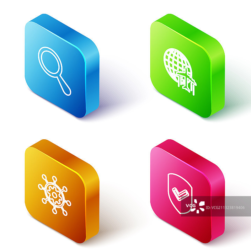 2.5D放大镜与地球仪图片素材