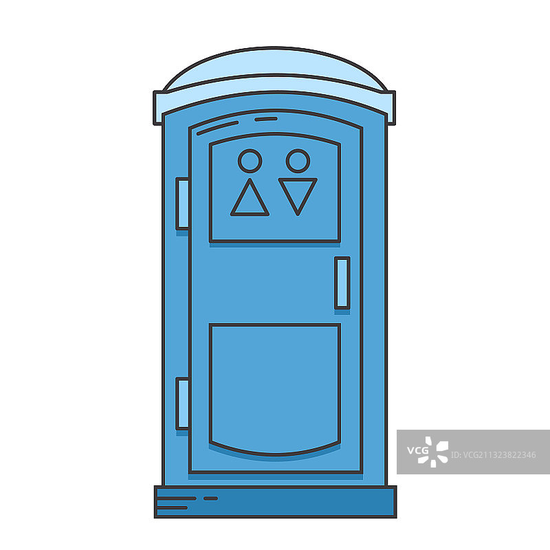 蓝色移动便携式生物马桶正面视图图标图片素材