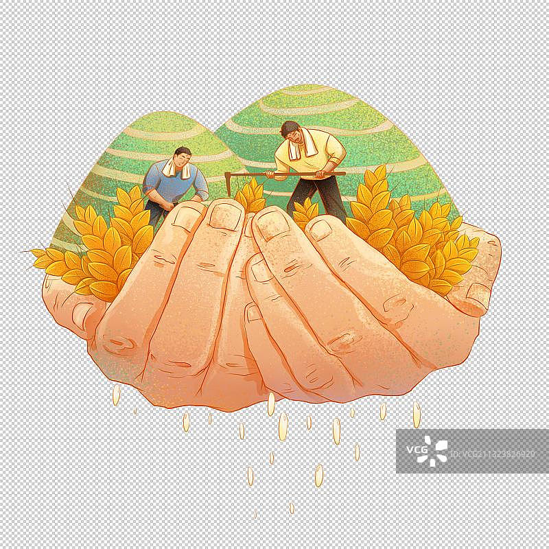 辛劳耕种得农民插画图片素材