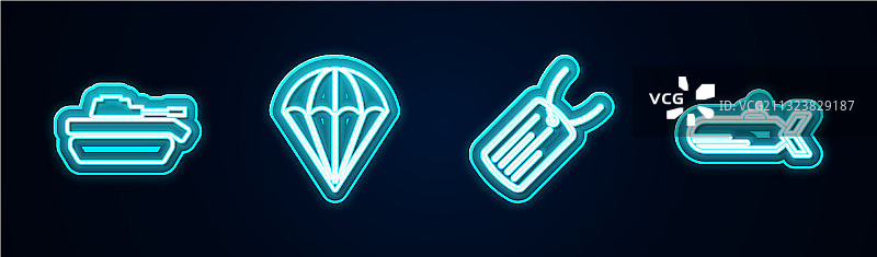 军用坦克降落伞狗牌组合图片素材