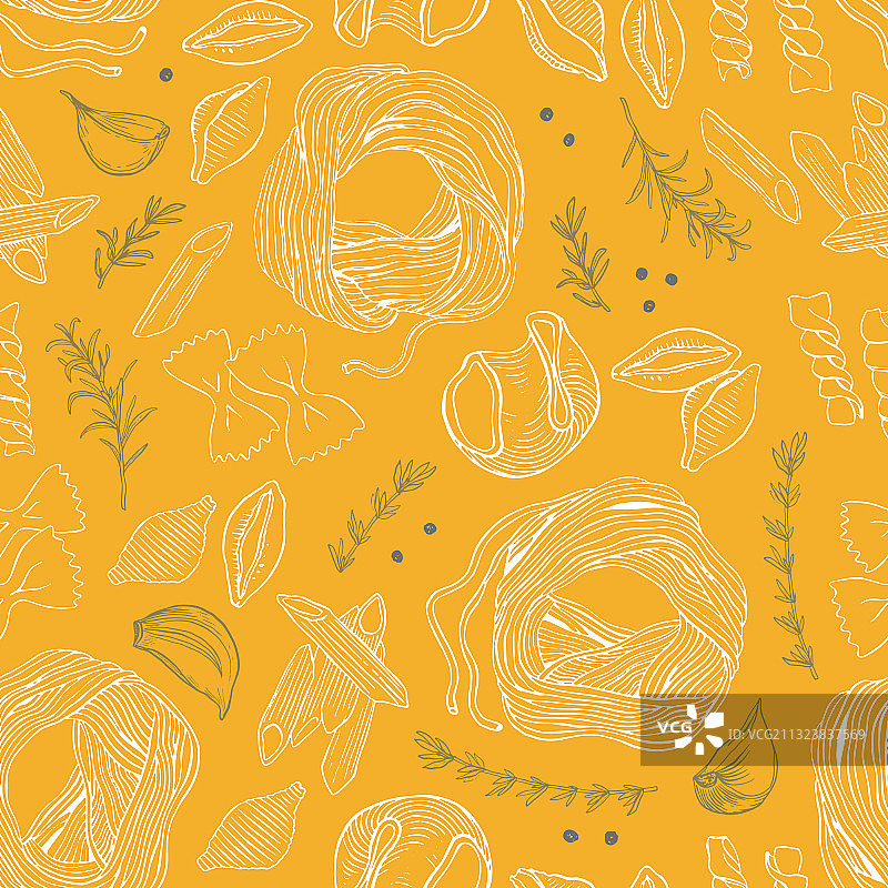 手绘意大利面无缝图案图片素材