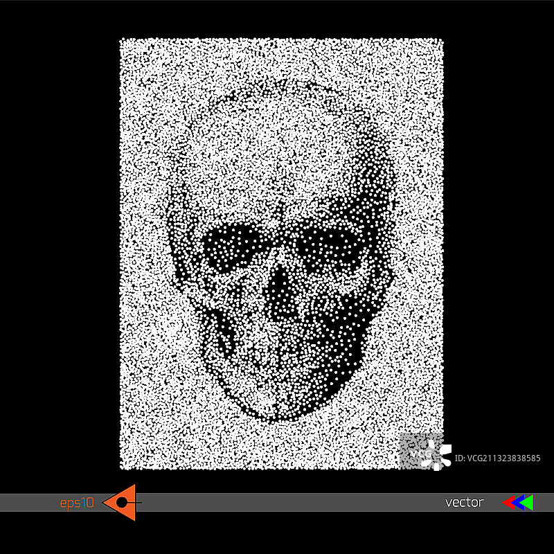 黑色圆点背景上的骷髅图片素材