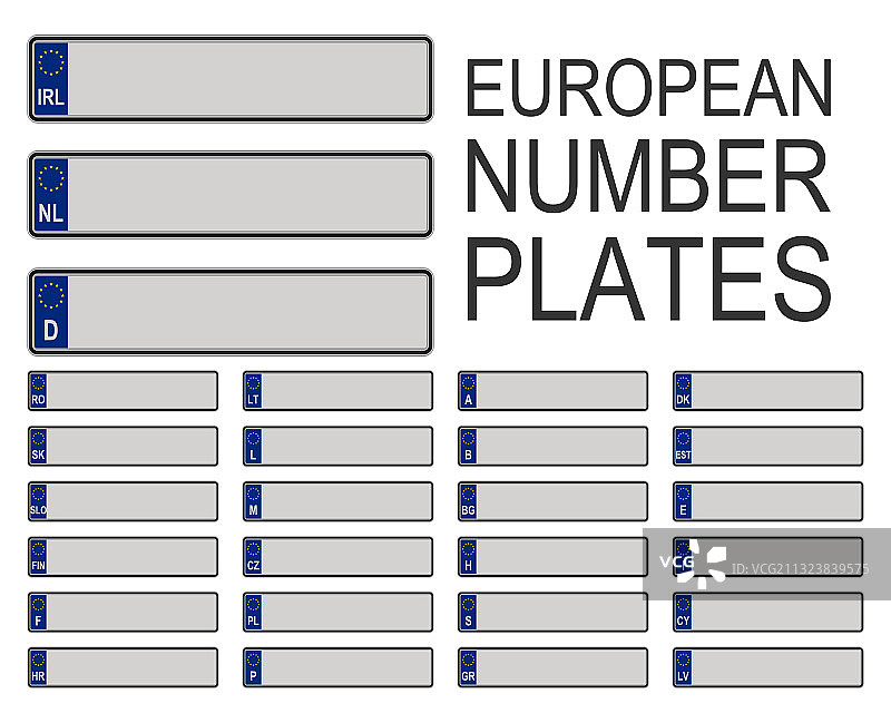 带欧盟标志的欧洲汽车牌照图片素材