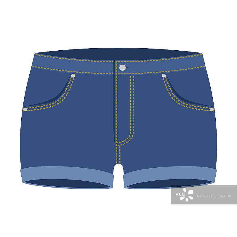 白色背景上的深蓝色牛仔短裤图片素材