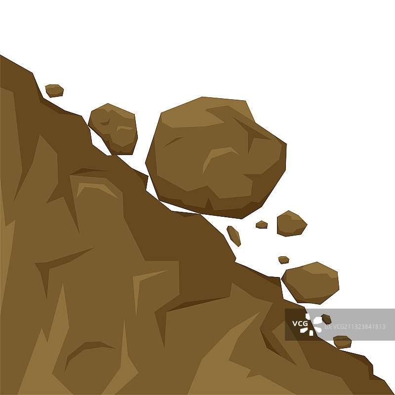 白色背景石头上的滑坡图片素材