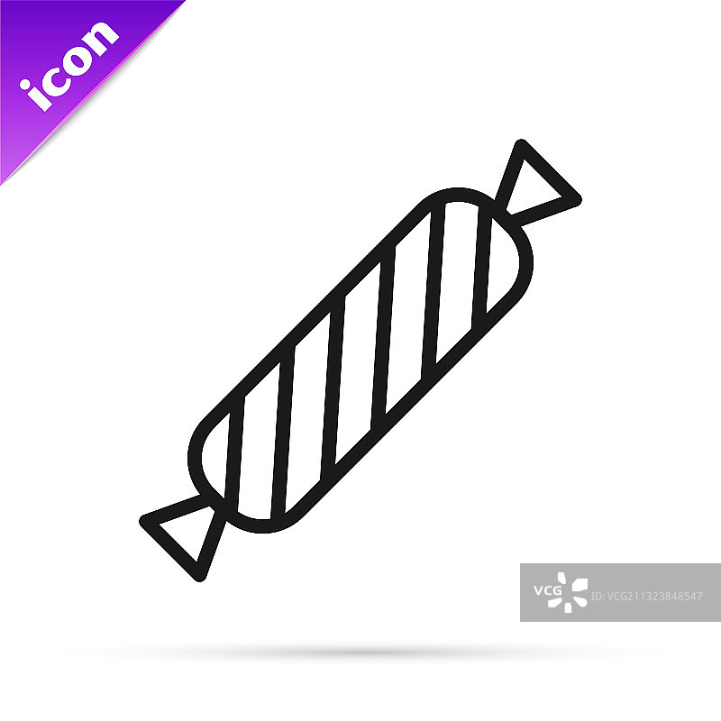 黑线糖果图标孤立在白色背景图片素材