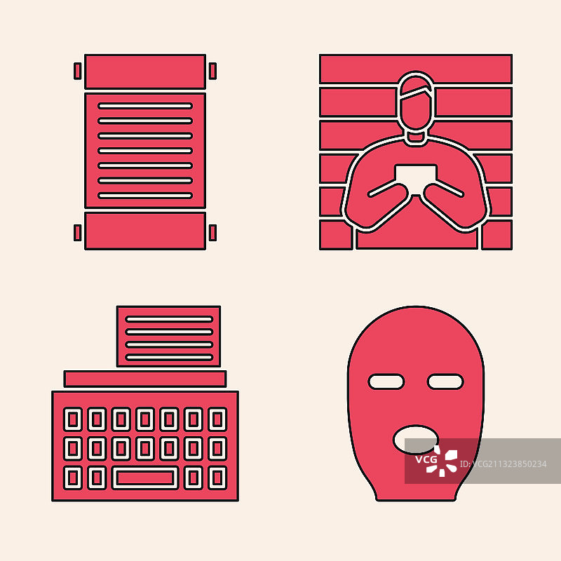 设置小偷面具法令羊皮纸卷轴图片素材