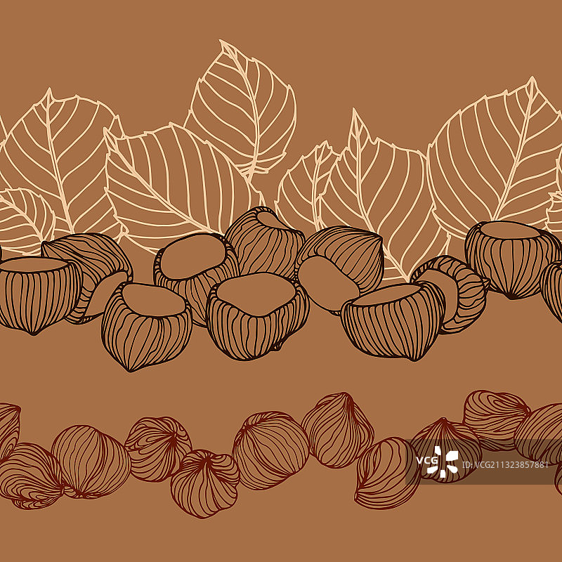 横向无缝榛子叶图案图片素材