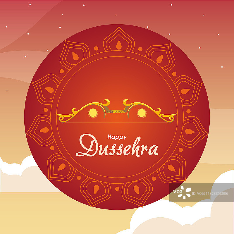 红色曼陀罗装饰金色蝴蝶结图片素材