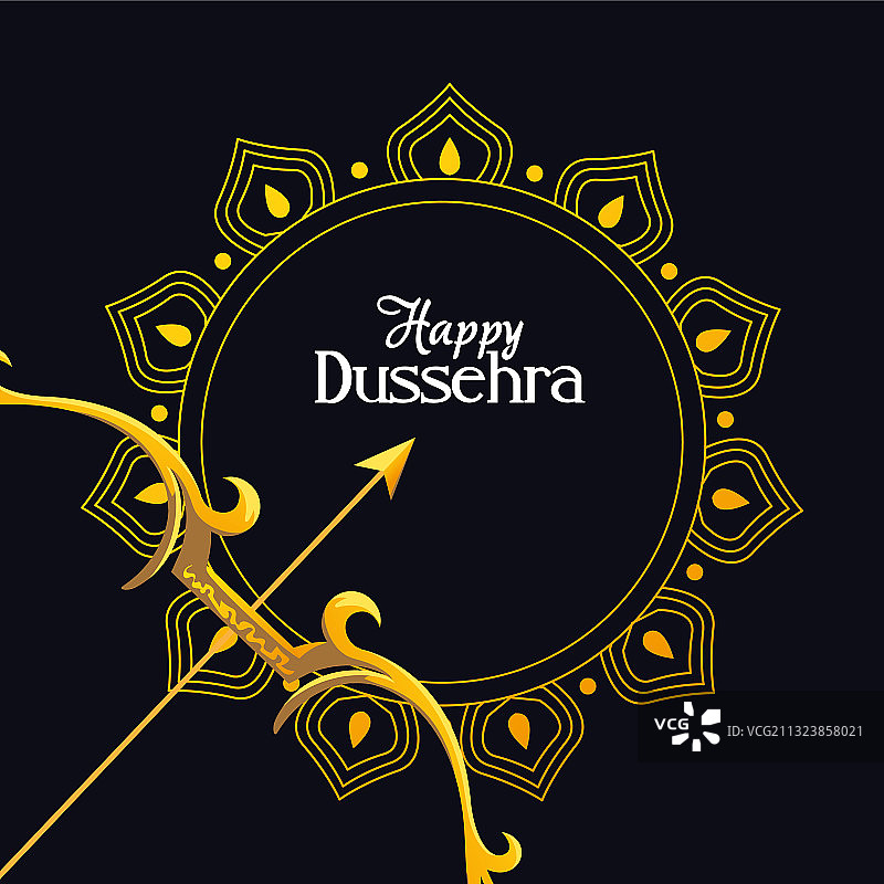 曼陀罗装饰前的金色弓箭图片素材