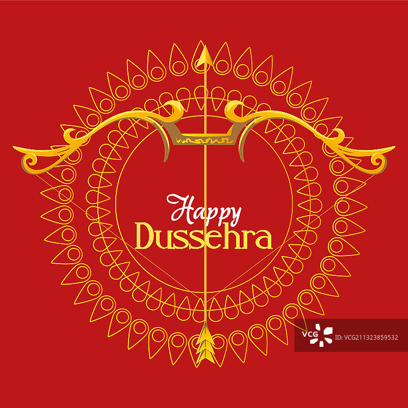 曼陀罗装饰前的金色弓箭图片素材