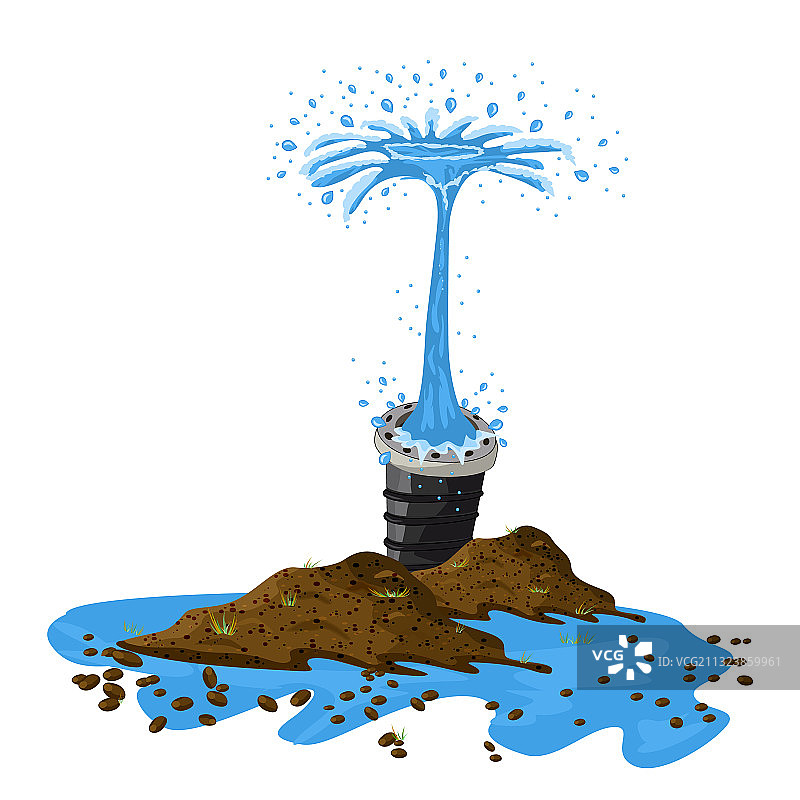 金属管道破裂漏水图片素材