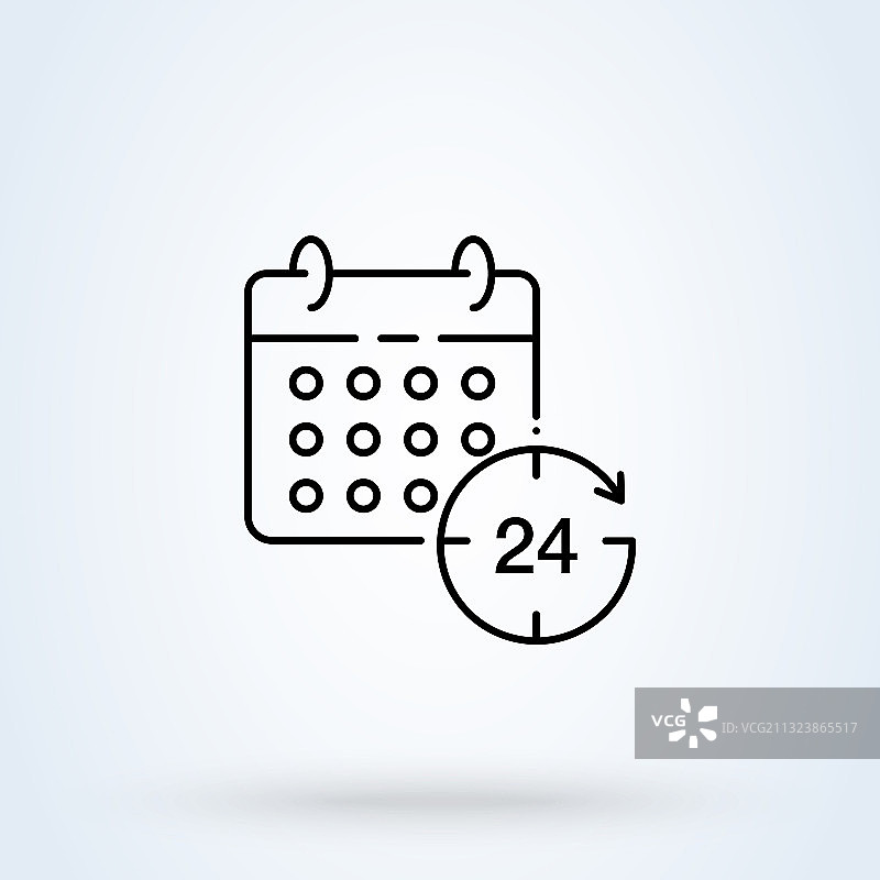 日历和时钟标志线条图标或logo图片素材