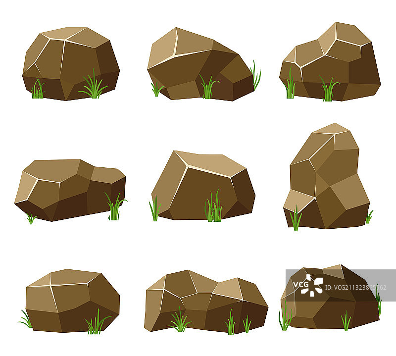 白色背景上的岩石和石头图片素材