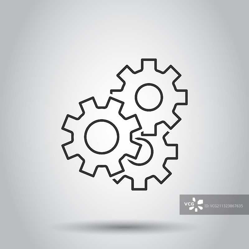 白色背景上的扁平风格齿轮图标图片素材
