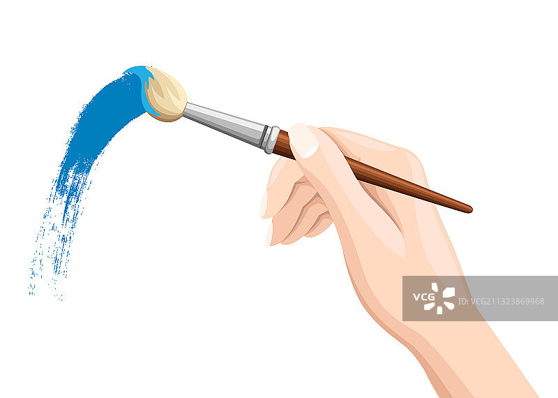 手持画笔在白色上绘画图片素材