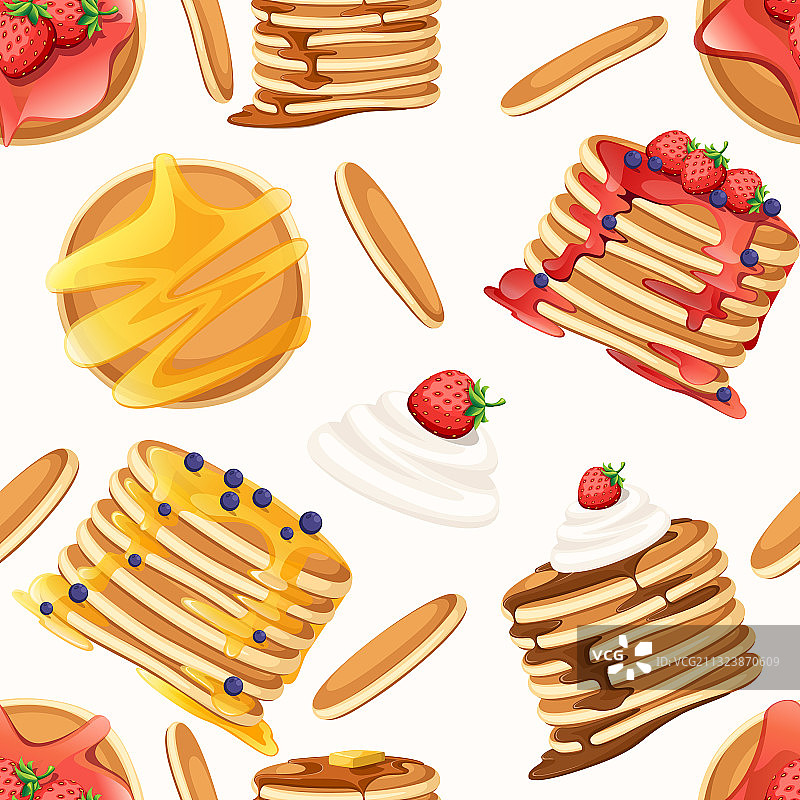 四种煎饼无缝图案套装图片素材