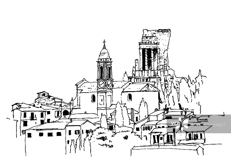 法国图尔比耶素描图片素材