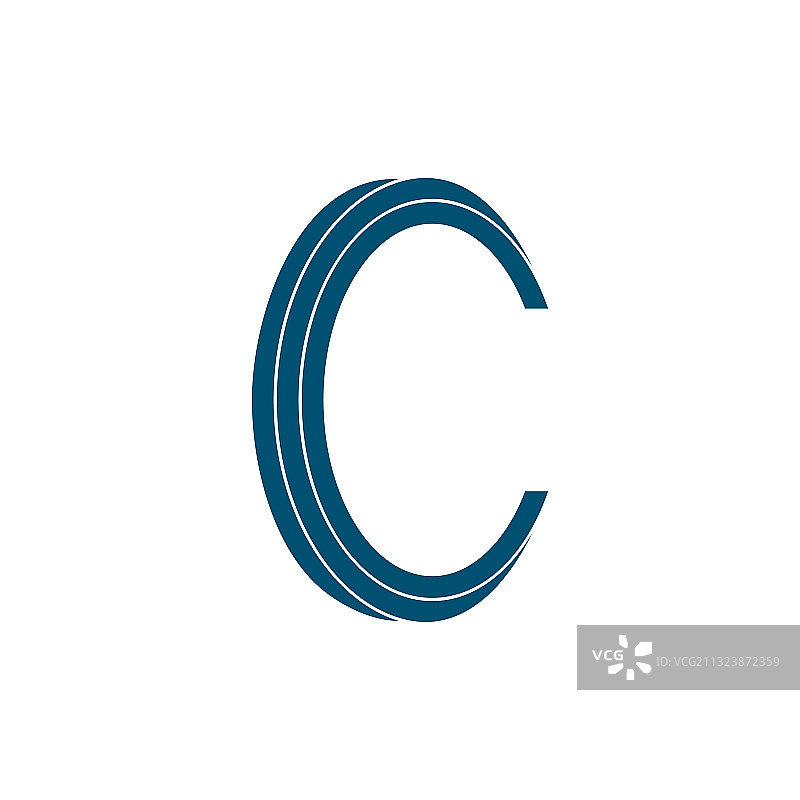 字母C简约条纹标志图片素材