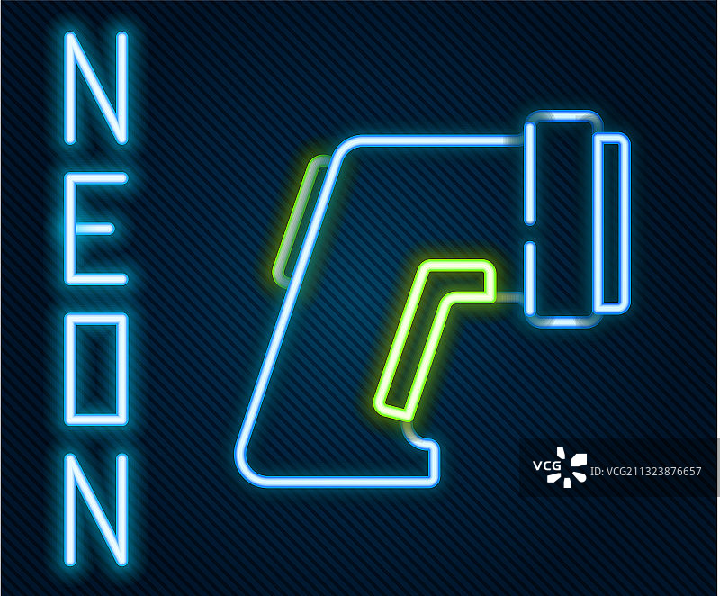 发光的霓虹灯线条数字非接触式温度计图片素材