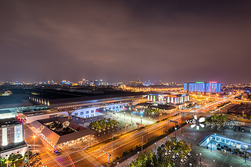 苏州火车站夜景图片素材