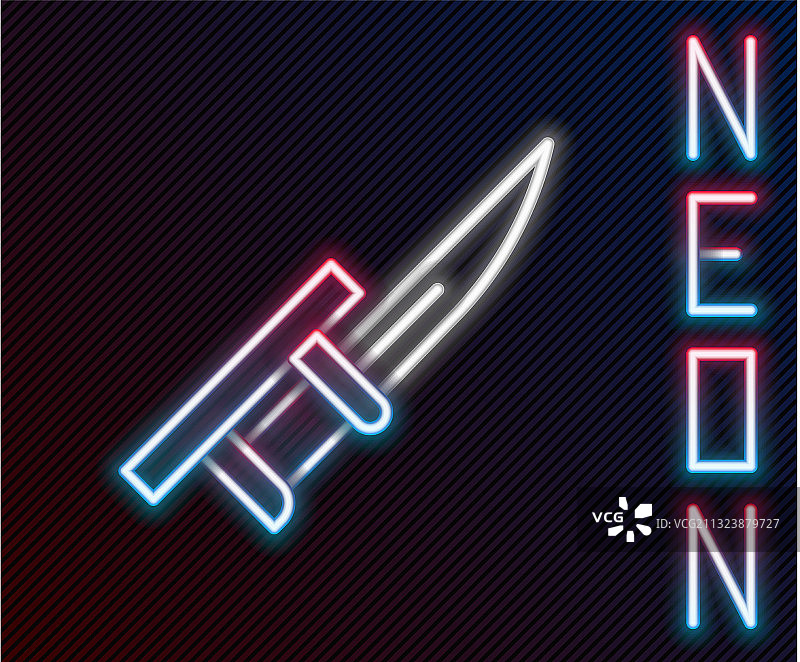 发光的步枪上的霓虹灯刺刀图标图片素材