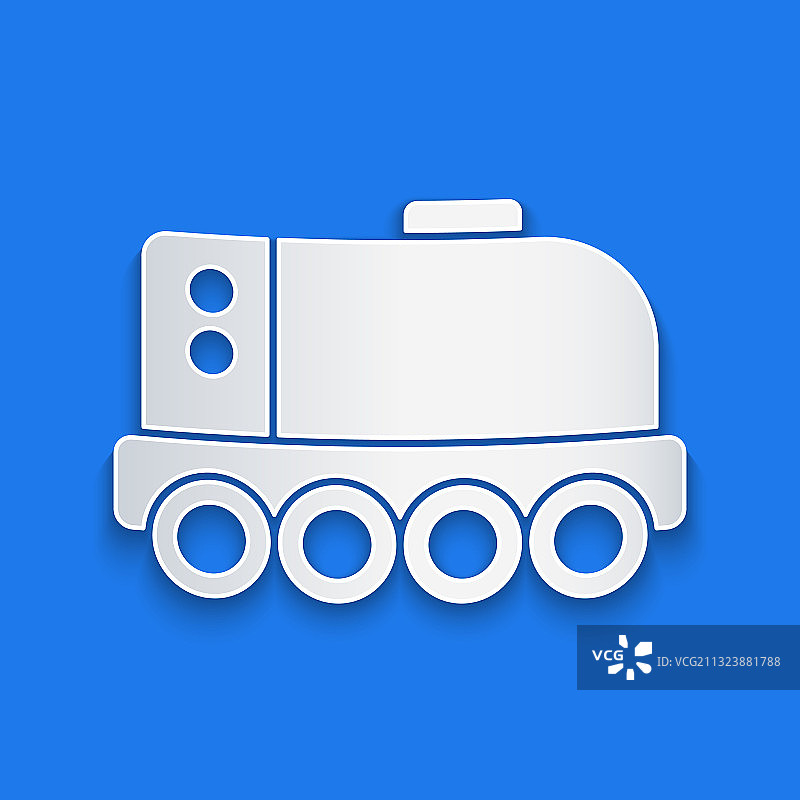 蓝色背景上的剪纸火星探测车图标图片素材