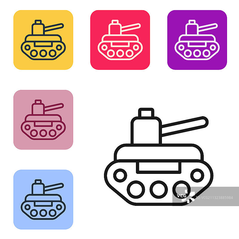白色背景上的黑色坦克图标图片素材