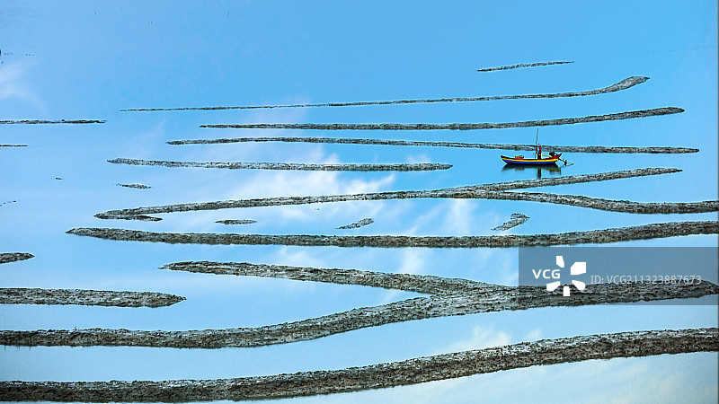 霞浦甲骨文滩涂图片素材