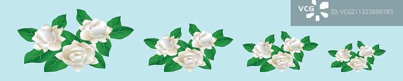 茉莉花卡通图标设计套装图片素材